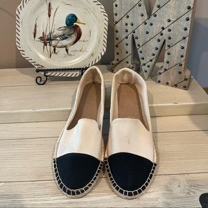 Two Tone Slip On Canvas Espadrilles - Never Worn